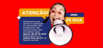 COMUNICADO: Assembleia dos professores nesta quarta(26)