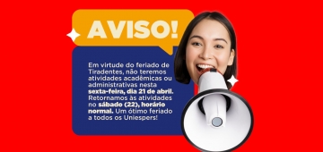 COMUNICADO: Feriado de Tirandentes